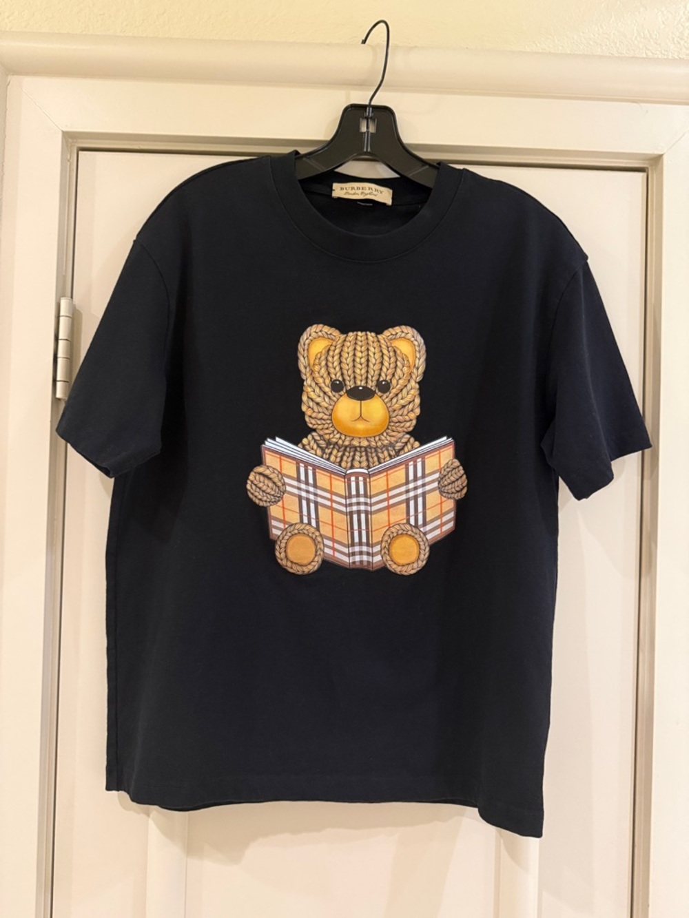 Navy Tee with Plaid Teddy Graphic